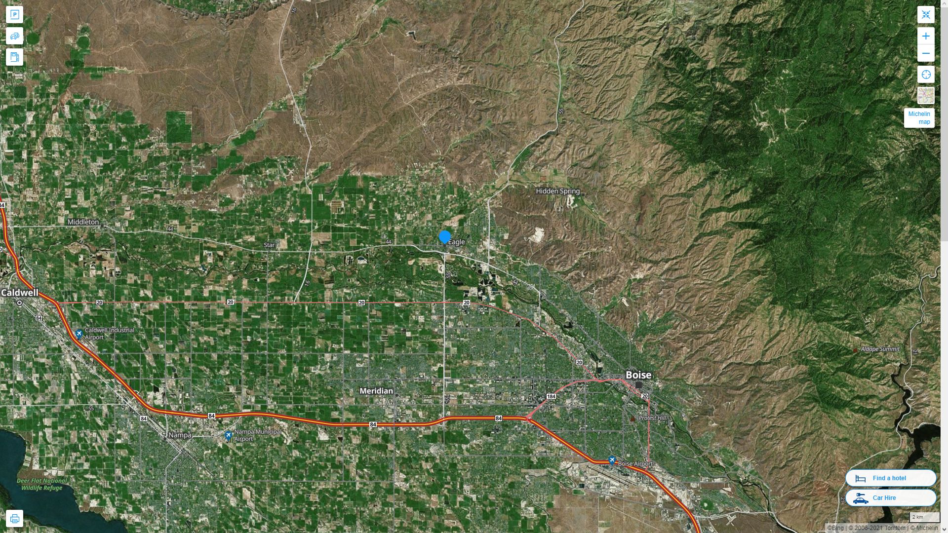 Eagle idaho Highway and Road Map with Satellite View
